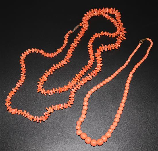 2 Victorian coral necklaces